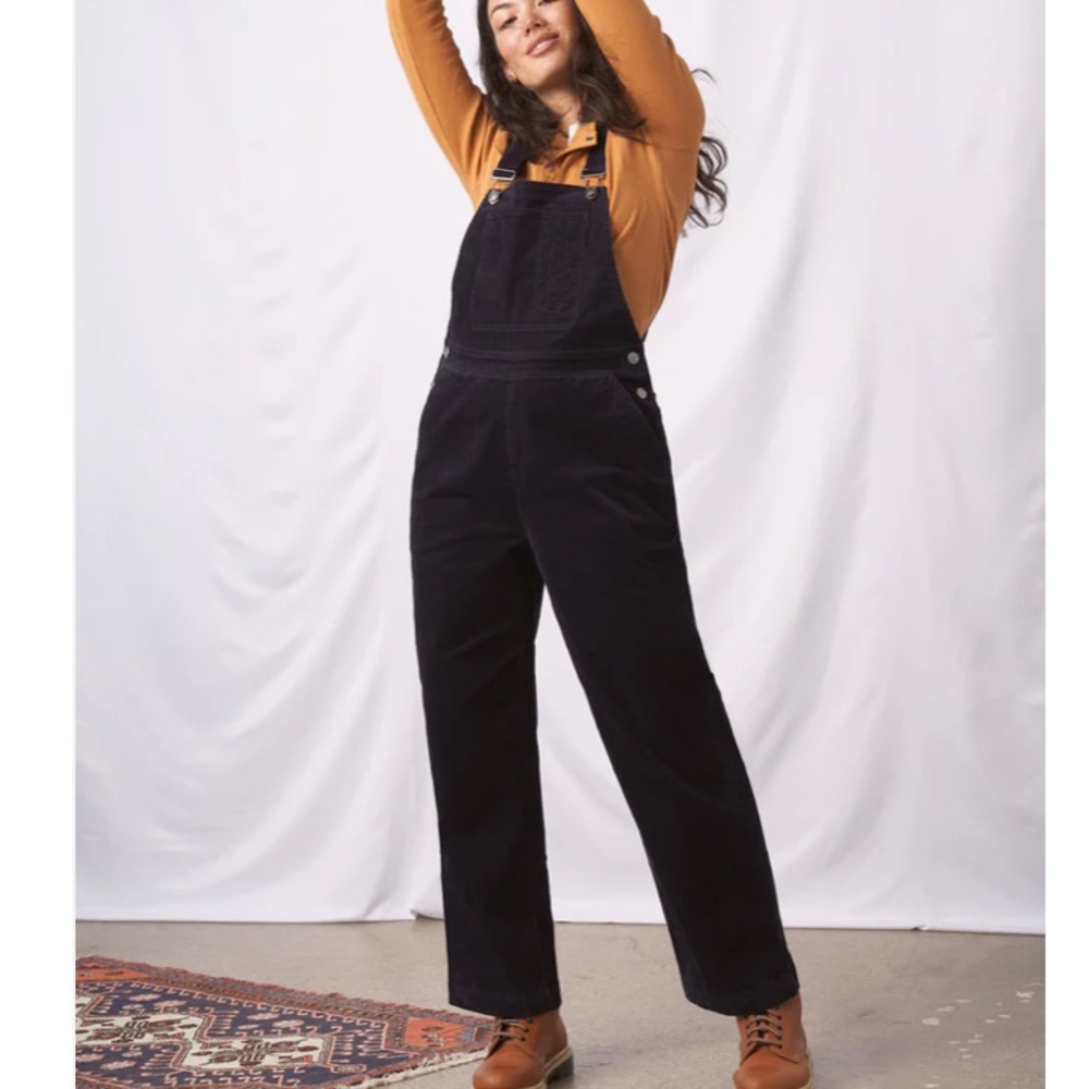 Corduroy overalls, organic, NWT, straight leg, night sky
